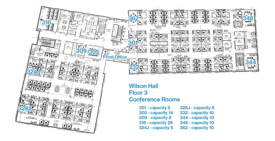 Wilson Hall FLoor 3 conference room map